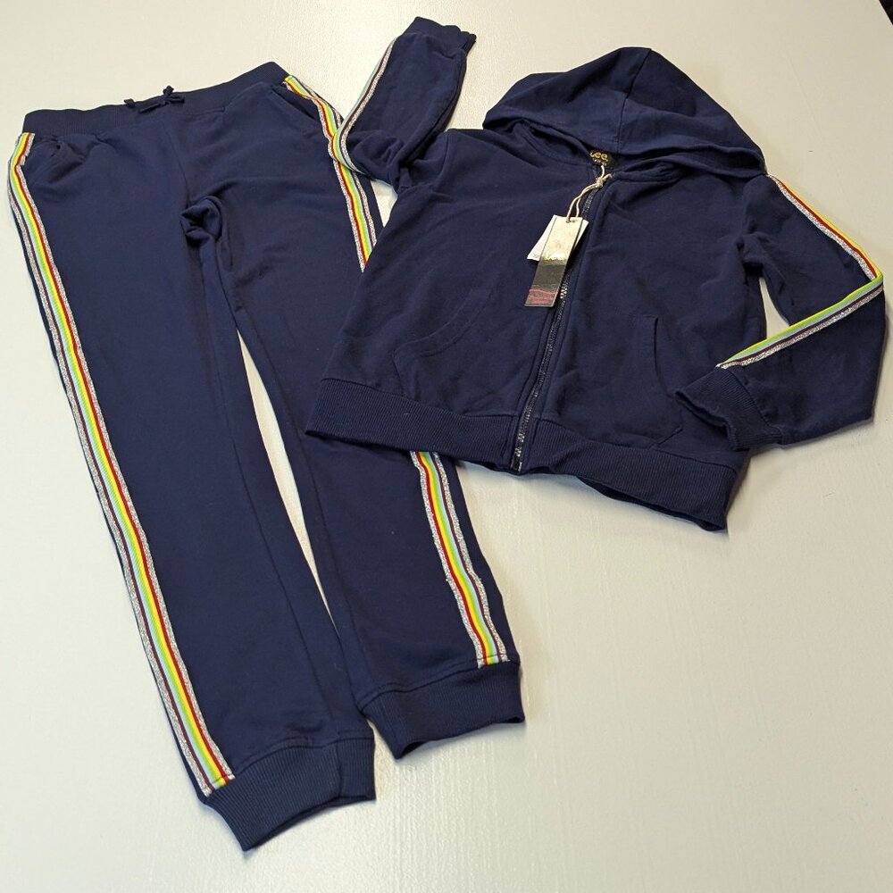 NWT Lee Size Medium (8-10) Navy Sweatpants and Zippered Hooded Jacket